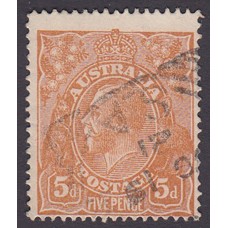 Australian    King George V    5d Chestnut   Single Crown WMK  2nd State Plate Variety 1R60..